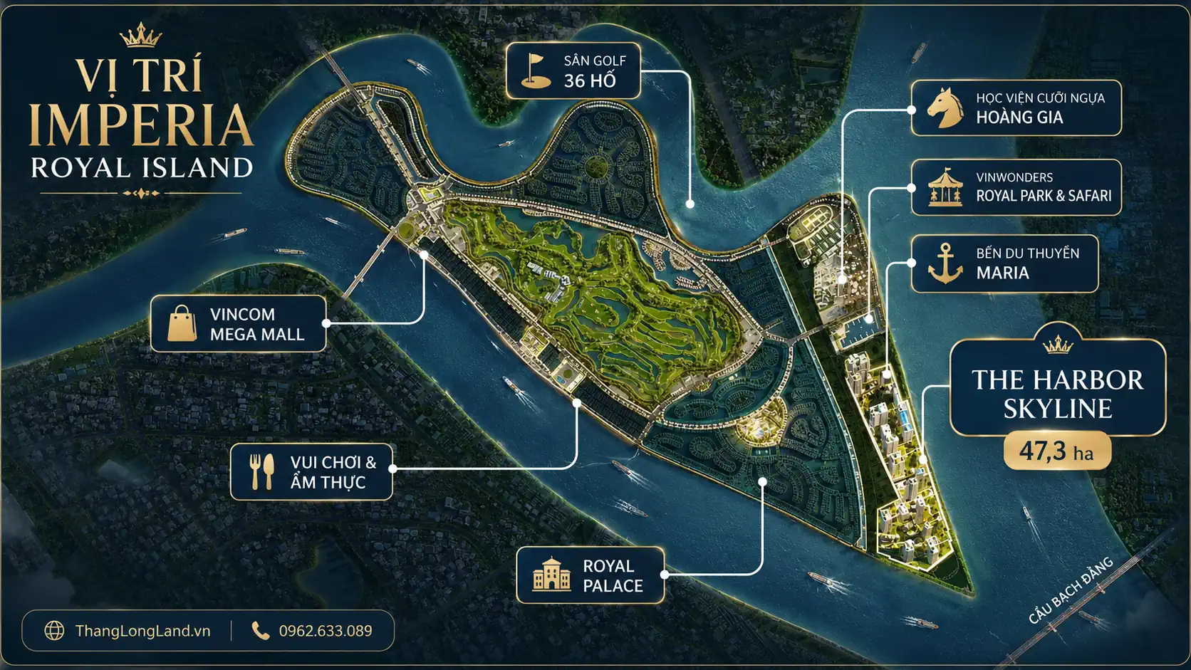 Phối cảnh vị trí dự án Imperia Royal Island từ trên cao